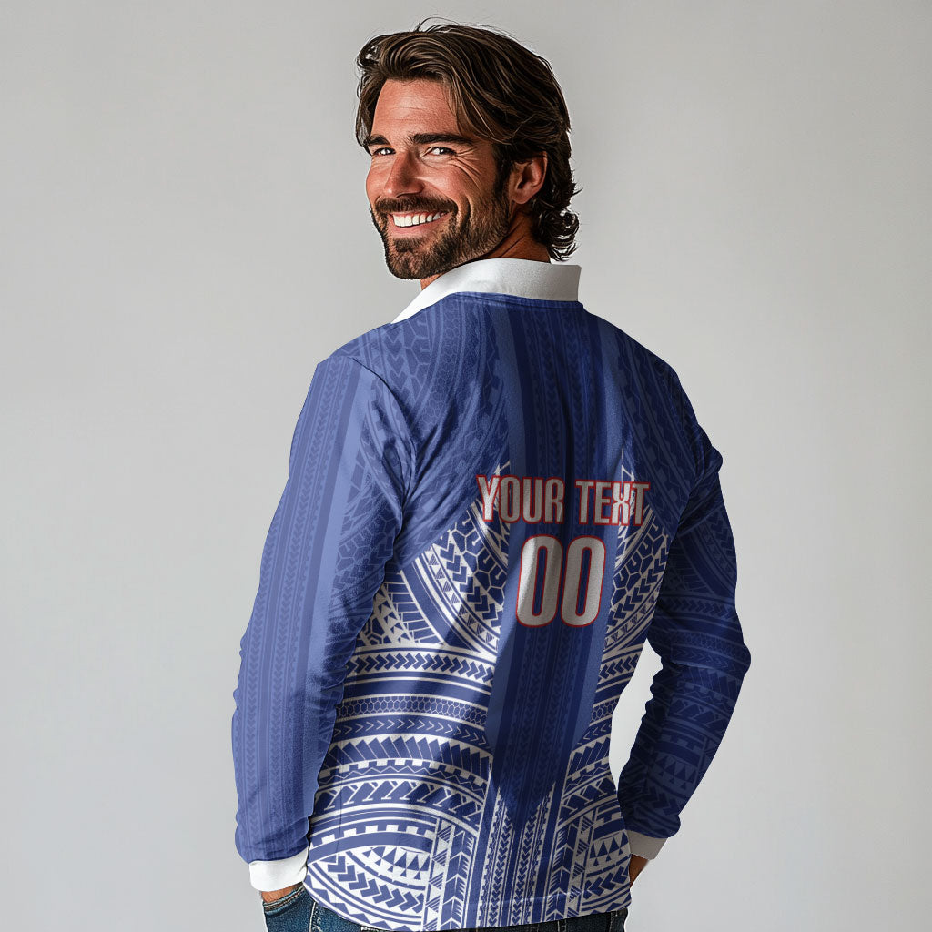 Custom Manu Samoa Rugby 2026 Long Sleeve Polo Shirt Samoan Pattern