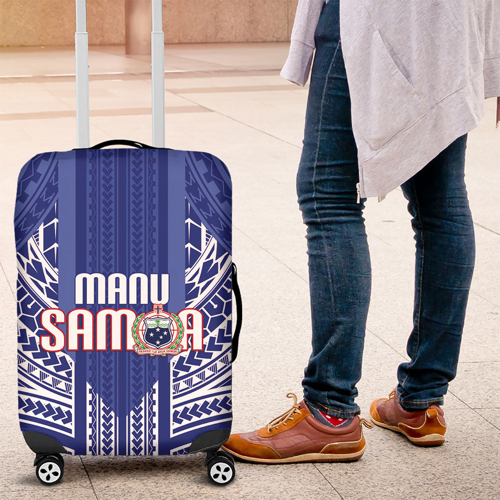 Manu Samoa Rugby 2026 Luggage Cover Samoan Pattern LT14 Blue - Polynesian Pride
