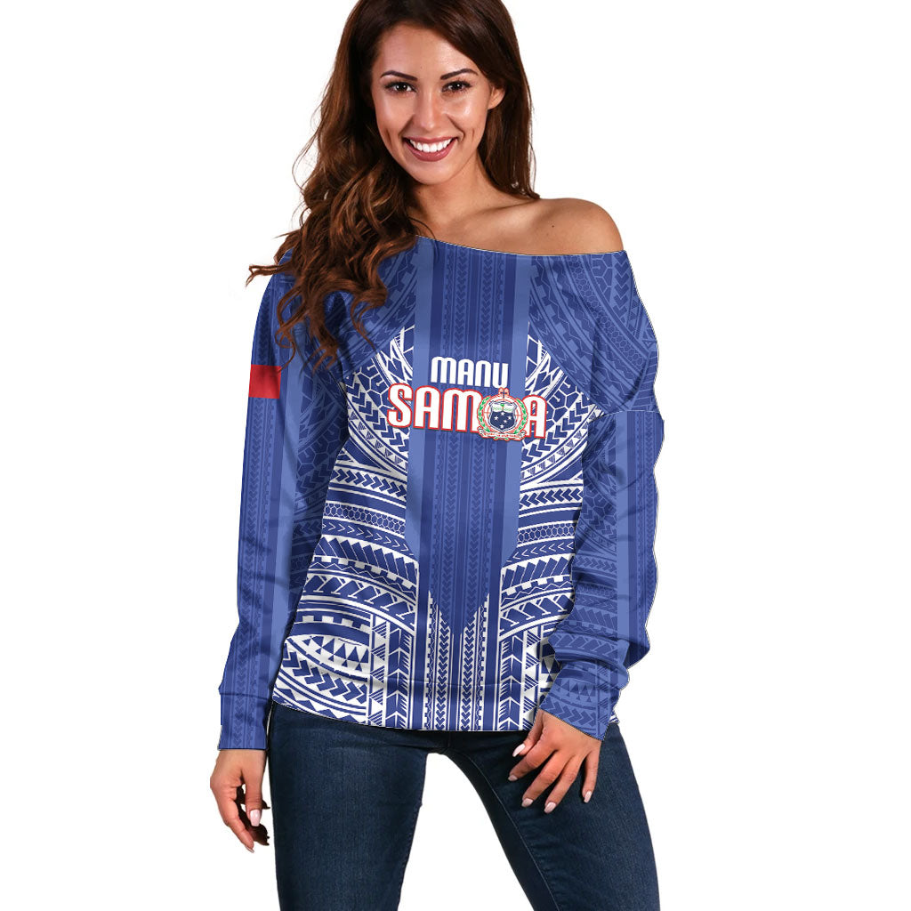 Custom Manu Samoa Rugby 2026 Off Shoulder Sweater Samoan Pattern