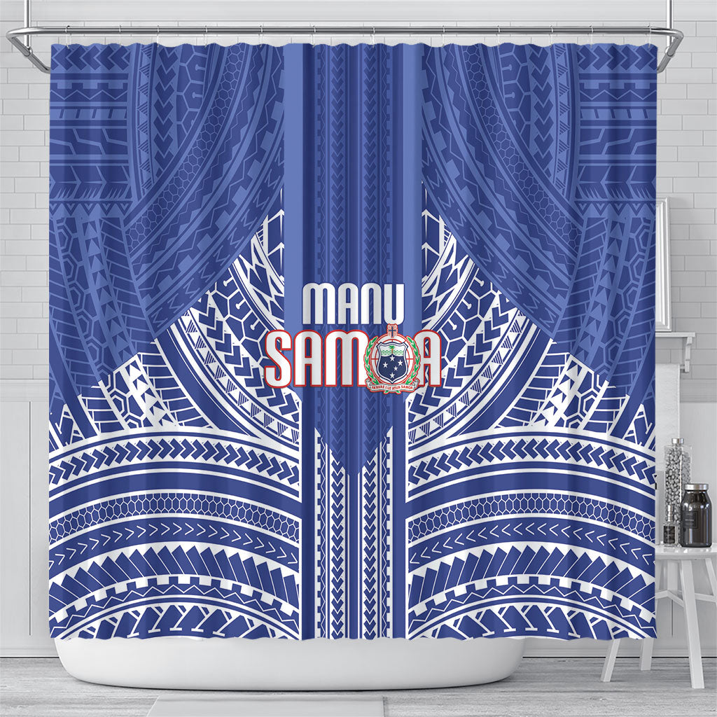 Manu Samoa Rugby 2026 Shower Curtain Samoan Pattern