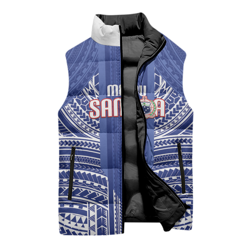 Custom Manu Samoa Rugby 2026 Sleeveless Puffer Jacket Samoan Pattern