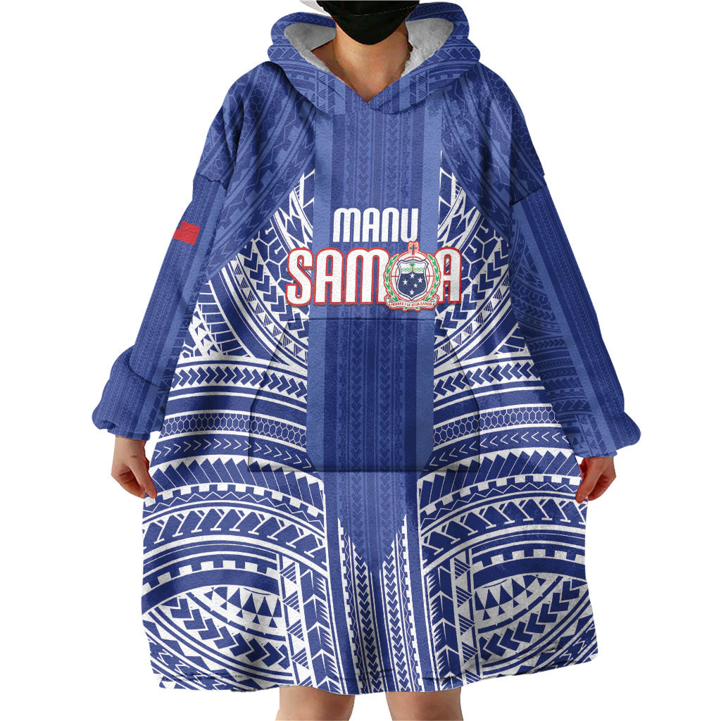 Custom Manu Samoa Rugby 2026 Wearable Blanket Hoodie Samoan Pattern