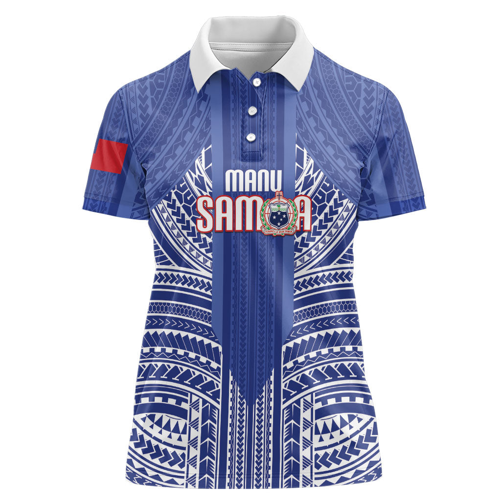 Custom Manu Samoa Rugby 2026 Women Polo Shirt Samoan Pattern