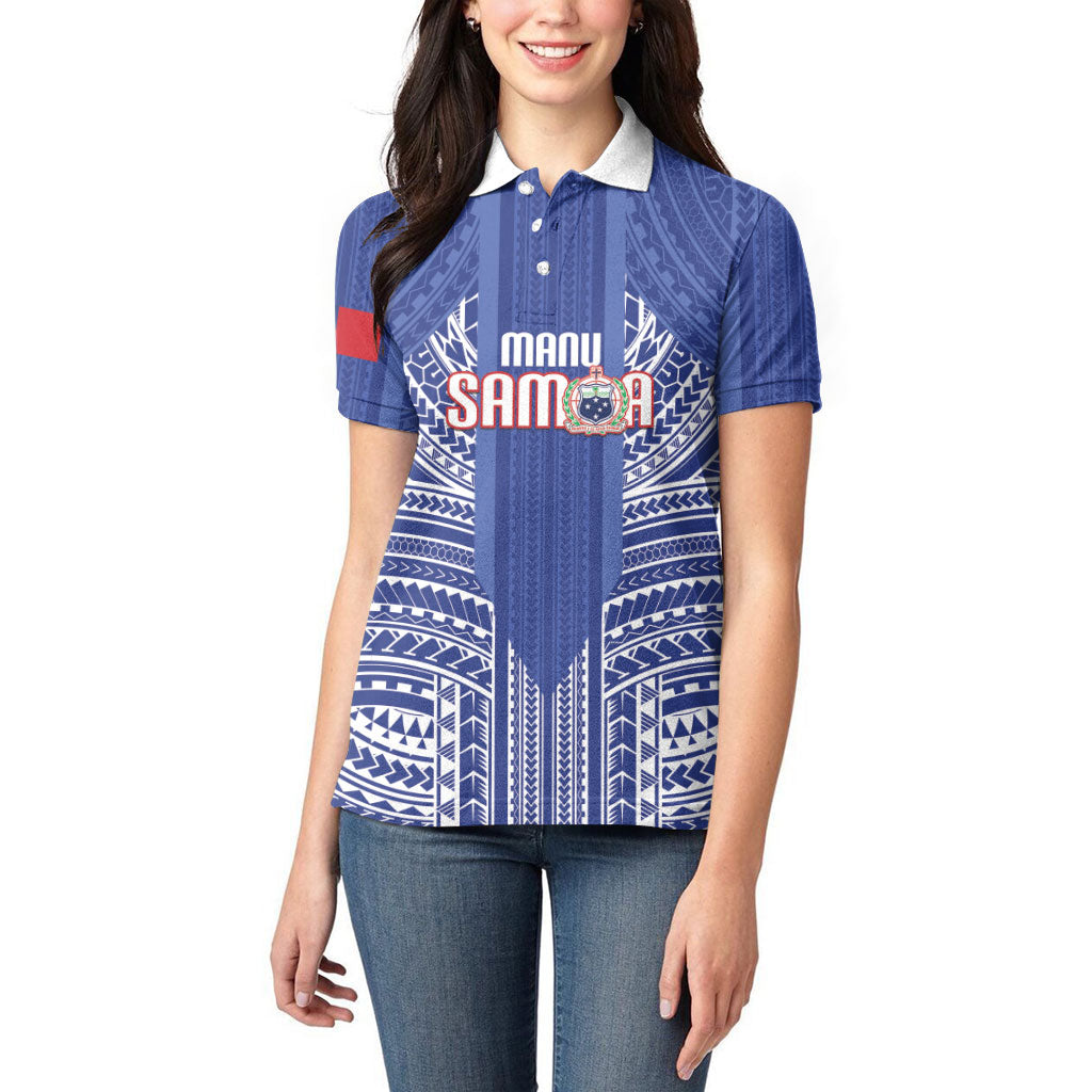 Custom Manu Samoa Rugby 2026 Women Polo Shirt Samoan Pattern