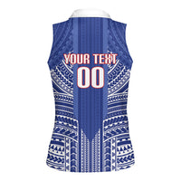 Custom Manu Samoa Rugby 2026 Women Sleeveless Polo Shirt Samoan Pattern