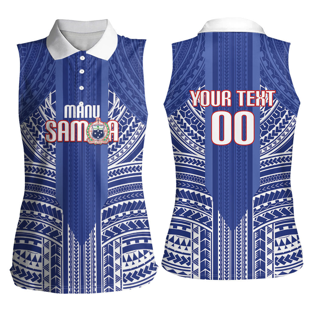 Custom Manu Samoa Rugby 2026 Women Sleeveless Polo Shirt Samoan Pattern