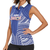 Custom Manu Samoa Rugby 2026 Women Sleeveless Polo Shirt Samoan Pattern