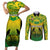 Papua New Guinea Rugby Couples Matching Short Sleeve Bodycon Dress and Long Sleeve Button Shirts Enga Mioks PNG Polynesian Pattern LT14 Green - Polynesian Pride