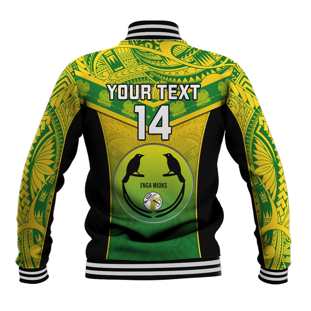Custom Papua New Guinea Rugby Baseball Jacket Enga Mioks PNG Polynesian Pattern LT14 - Polynesian Pride