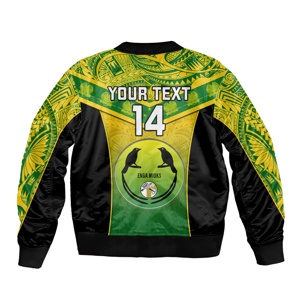 Custom Papua New Guinea Rugby Sleeve Zip Bomber Jacket Enga Mioks PNG Polynesian Pattern LT14 - Polynesian Pride