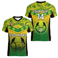 Custom Papua New Guinea Rugby Women V Neck T Shirt Enga Mioks PNG Polynesian Pattern LT14 - Polynesian Pride