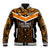 Papua New Guinea Rugby Baseball Jacket Lae Snax Tigers PNG Polynesian Pattern LT14 Unisex Orange - Polynesian Pride