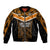 Papua New Guinea Rugby Bomber Jacket Lae Snax Tigers PNG Polynesian Pattern LT14 Unisex Orange - Polynesian Pride