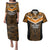 Papua New Guinea Rugby Couples Matching Puletasi Dress and Hawaiian Shirt Lae Snax Tigers PNG Polynesian Pattern LT14 Orange - Polynesian Pride