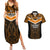 Papua New Guinea Rugby Couples Matching Summer Maxi Dress and Hawaiian Shirt Lae Snax Tigers PNG Polynesian Pattern LT14 Orange - Polynesian Pride