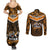 Papua New Guinea Rugby Couples Matching Summer Maxi Dress and Long Sleeve Button Shirts Lae Snax Tigers PNG Polynesian Pattern LT14 - Polynesian Pride
