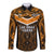 Papua New Guinea Rugby Long Sleeve Button Shirt Lae Snax Tigers PNG Polynesian Pattern LT14 Unisex Orange - Polynesian Pride