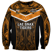 Papua New Guinea Rugby Sweatshirt Lae Snax Tigers PNG Polynesian Pattern LT14 Unisex Orange - Polynesian Pride