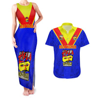 Papua New Guinea Rugby Couples Matching Tank Maxi Dress And Hawaiian Shirt Hela Wigmen PNG Polynesian Pattern LT14 Blue - Polynesian Pride