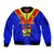 Papua New Guinea Rugby Sleeve Zip Bomber Jacket Hela Wigmen PNG Polynesian Pattern LT14 Unisex Blue - Polynesian Pride