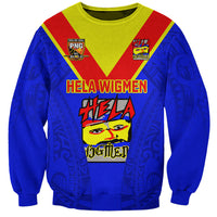 Papua New Guinea Rugby Sweatshirt Hela Wigmen PNG Polynesian Pattern LT14 Unisex Blue - Polynesian Pride