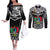 Papua New Guinea Rugby Couples Matching Off The Shoulder Long Sleeve Dress and Long Sleeve Button Shirts Mendi Muruks PNG Polynesian Pattern LT14 Black - Polynesian Pride