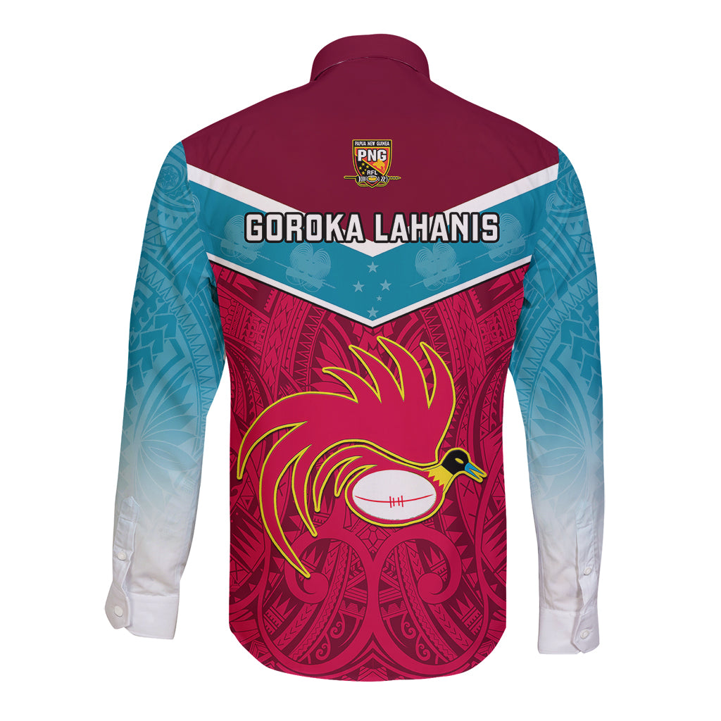 Papua New Guinea Rugby Long Sleeve Button Shirt Goroka Lahanis PNG Polynesian Pattern LT14 - Polynesian Pride