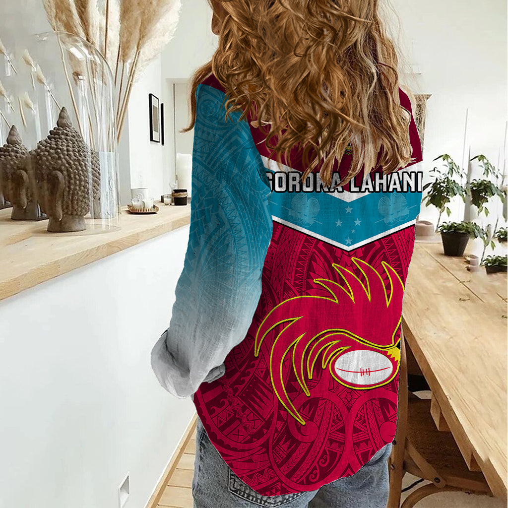 Papua New Guinea Rugby Women Casual Shirt Goroka Lahanis PNG Polynesian Pattern LT14 - Polynesian Pride