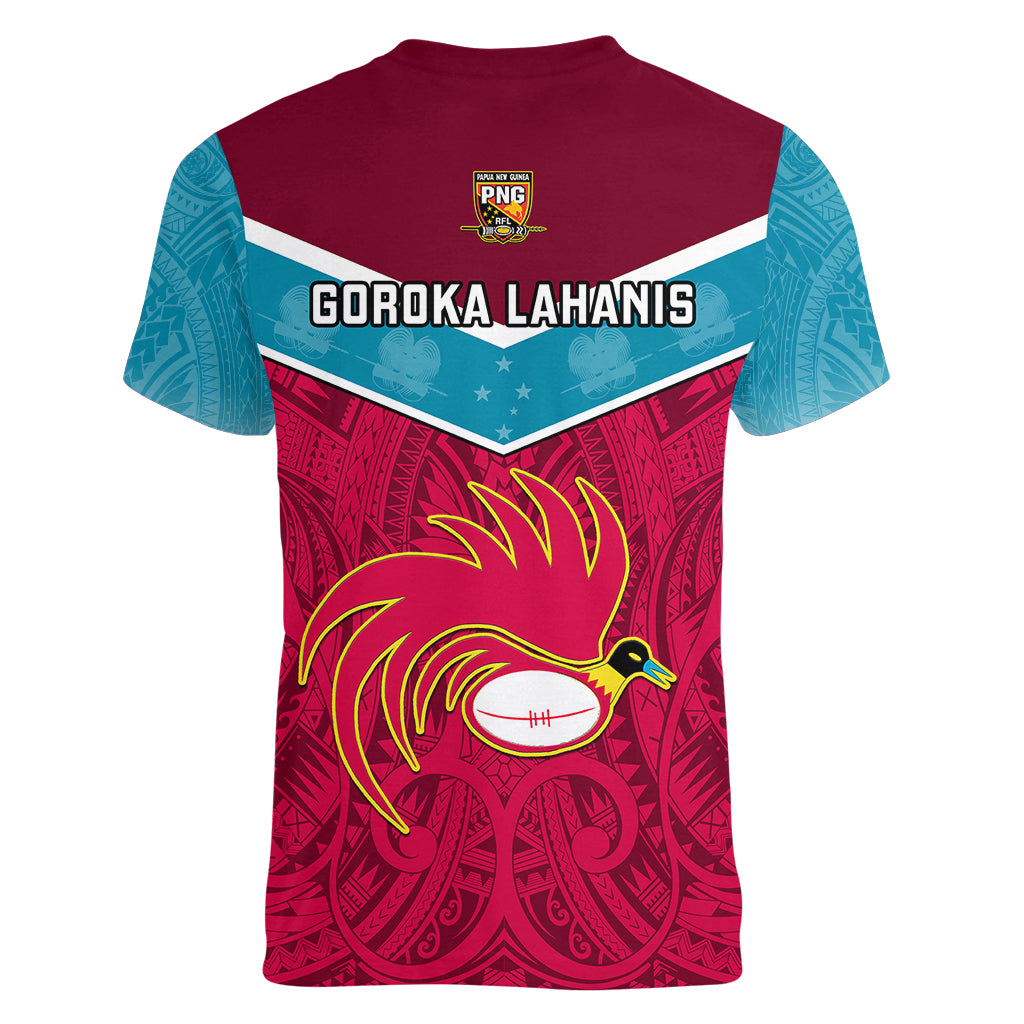 Papua New Guinea Rugby Women V Neck T Shirt Goroka Lahanis PNG Polynesian Pattern LT14 - Polynesian Pride