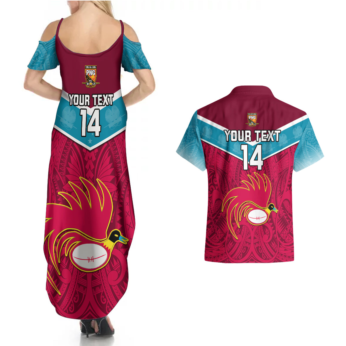 Custom Papua New Guinea Rugby Couples Matching Summer Maxi Dress and Hawaiian Shirt Goroka Lahanis PNG Polynesian Pattern LT14 - Polynesian Pride