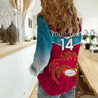 Custom Papua New Guinea Rugby Women Casual Shirt Goroka Lahanis PNG Polynesian Pattern LT14 - Polynesian Pride