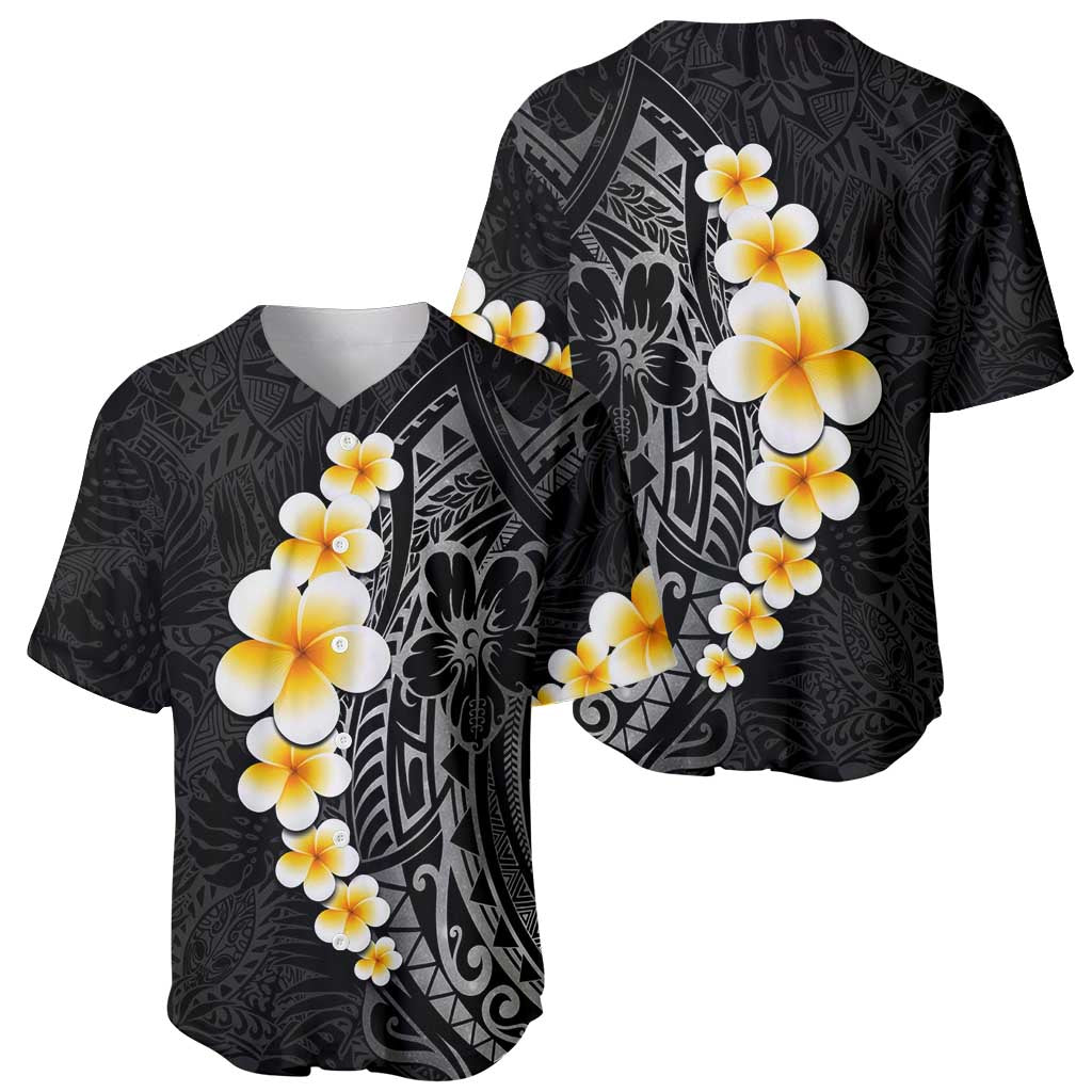 Black Tropical Plumeria With Galaxy Polynesian Art Baseball Jersey LT14 - Polynesian Pride