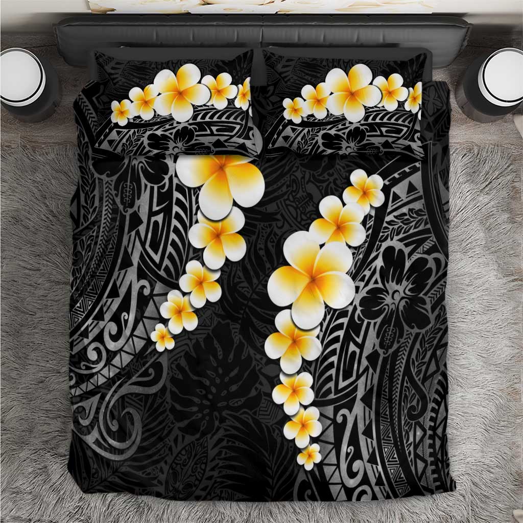 Black Tropical Plumeria With Galaxy Polynesian Art Bedding Set LT14 Black - Polynesian Pride