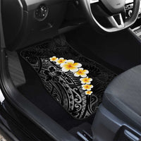 Black Tropical Plumeria With Galaxy Polynesian Art Car Mats