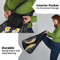 Black Tropical Plumeria With Galaxy Polynesian Art Grocery Bag