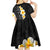 Black Tropical Plumeria With Galaxy Polynesian Art Kid Short Sleeve Dress