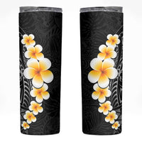 Black Tropical Plumeria With Galaxy Polynesian Art Skinny Tumbler LT14 Black - Polynesian Pride