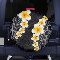 Black Tropical Plumeria With Galaxy Polynesian Art Spare Tire Cover LT14 - Polynesian Pride