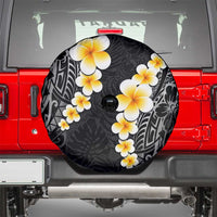 Black Tropical Plumeria With Galaxy Polynesian Art Spare Tire Cover LT14 - Polynesian Pride
