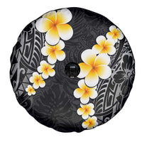 Black Tropical Plumeria With Galaxy Polynesian Art Spare Tire Cover LT14 - Polynesian Pride