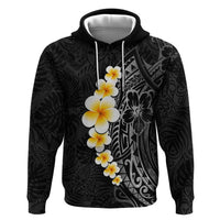 Black Tropical Plumeria With Galaxy Polynesian Art Zip Hoodie LT14 Pullover Hoodie Black - Polynesian Pride
