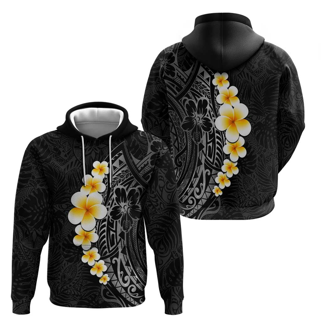Black Tropical Plumeria With Galaxy Polynesian Art Zip Hoodie LT14 - Polynesian Pride