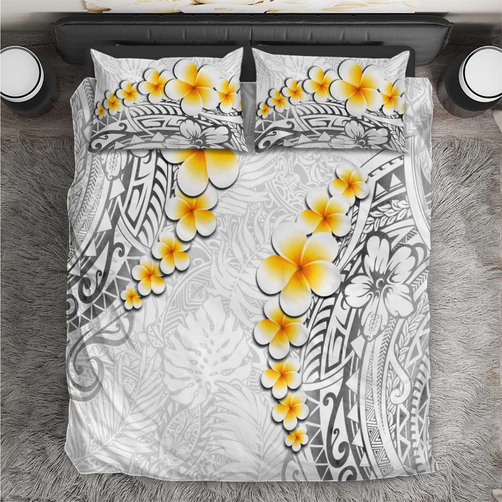 White Tropical Plumeria With Galaxy Polynesian Art Bedding Set LT14 White - Polynesian Pride