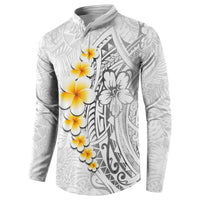 White Tropical Plumeria With Galaxy Polynesian Art Button Sweatshirt