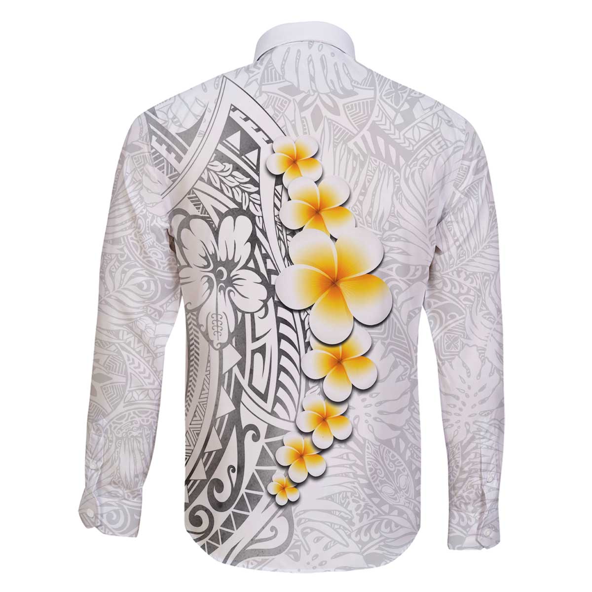 White Tropical Plumeria With Galaxy Polynesian Art Family Matching Off The Shoulder Long Sleeve Dress and Hawaiian Shirt LT14 - Polynesian Pride
