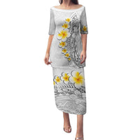 White Tropical Plumeria With Galaxy Polynesian Art Family Matching Puletasi and Hawaiian Shirt