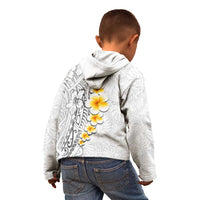 White Tropical Plumeria With Galaxy Polynesian Art Kid Hoodie