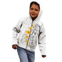 White Tropical Plumeria With Galaxy Polynesian Art Kid Hoodie