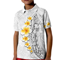 White Tropical Plumeria With Galaxy Polynesian Art Kid Polo Shirt