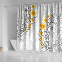 White Tropical Plumeria With Galaxy Polynesian Art Shower Curtain